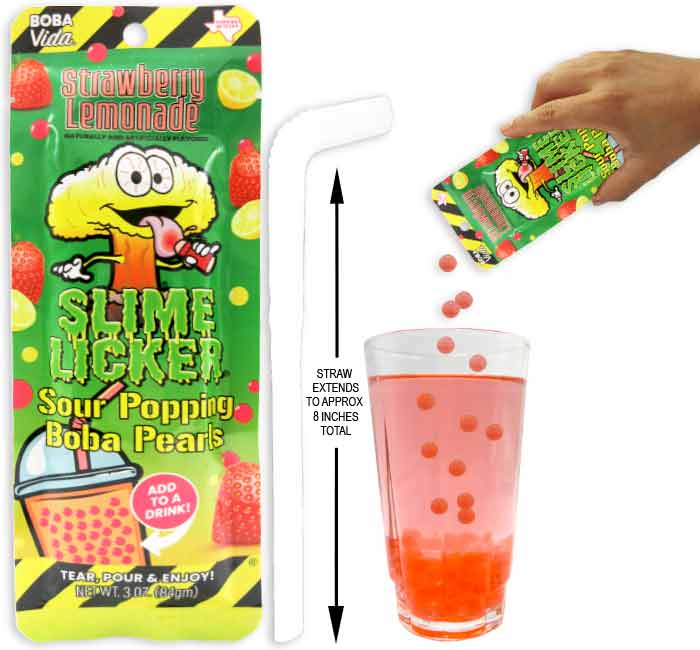Toxic Waste Slime Licker - Sour Popping Boba - Strawberry Lemonade Toxic Waste
