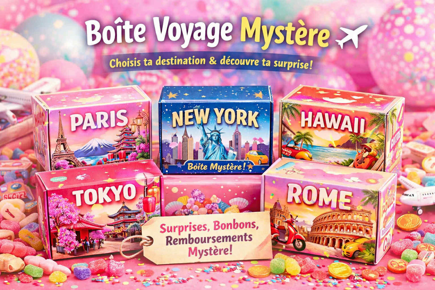 Promotion Live - Boîte voyage surprise - Choisis ta destination!