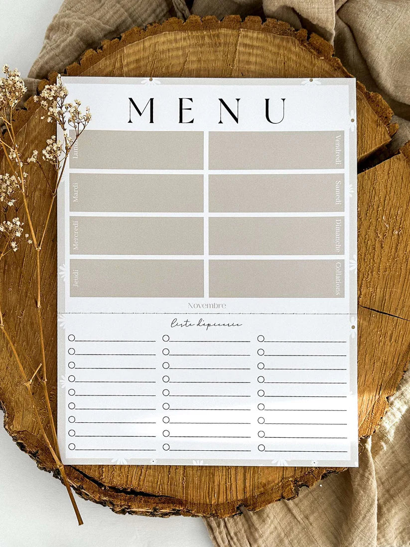 Planificateur de repas et liste d'épicerie Fleuri (Copie) Novembre Boutique