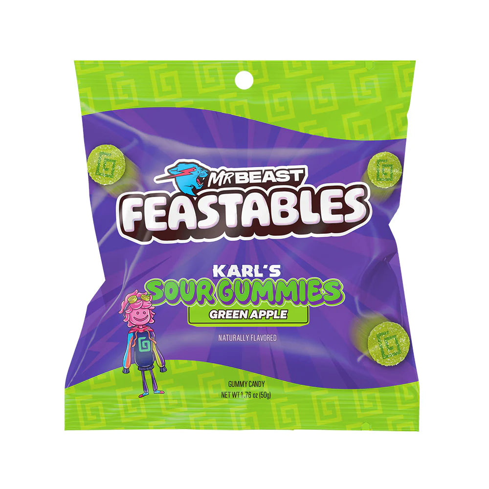 Mr Beast - Feastables Karl's Sour Gummies Green Apple Mr. Beast